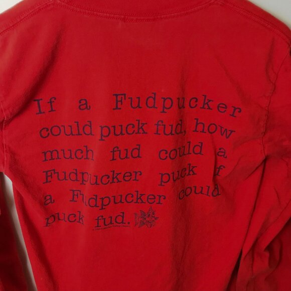 Fudpucker Tongue Twister T Shirt Vintage 90s Adult Red Small S Graphic Tee Solid - Picture 16 of 16